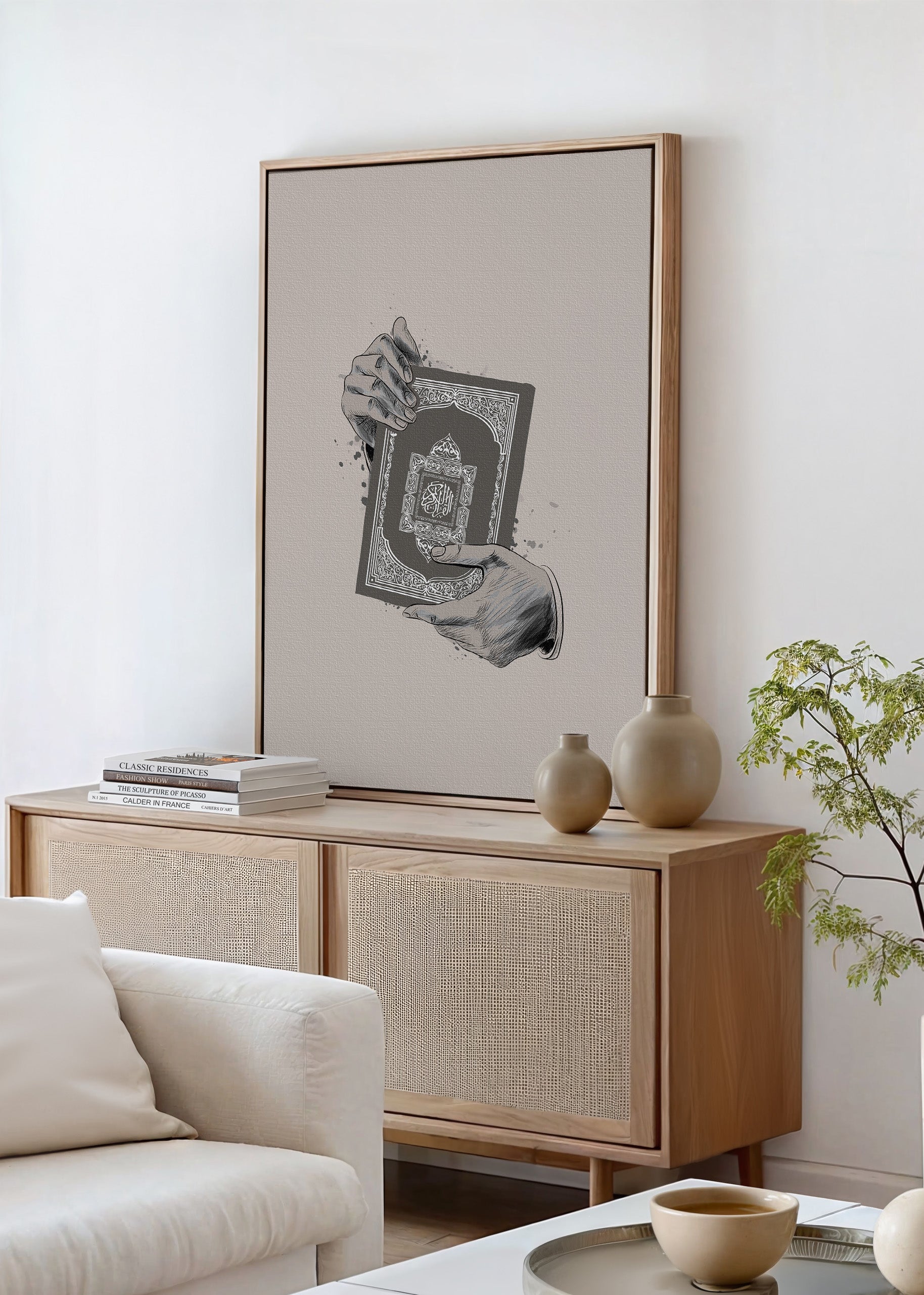 Holding Quran Beige Canvas