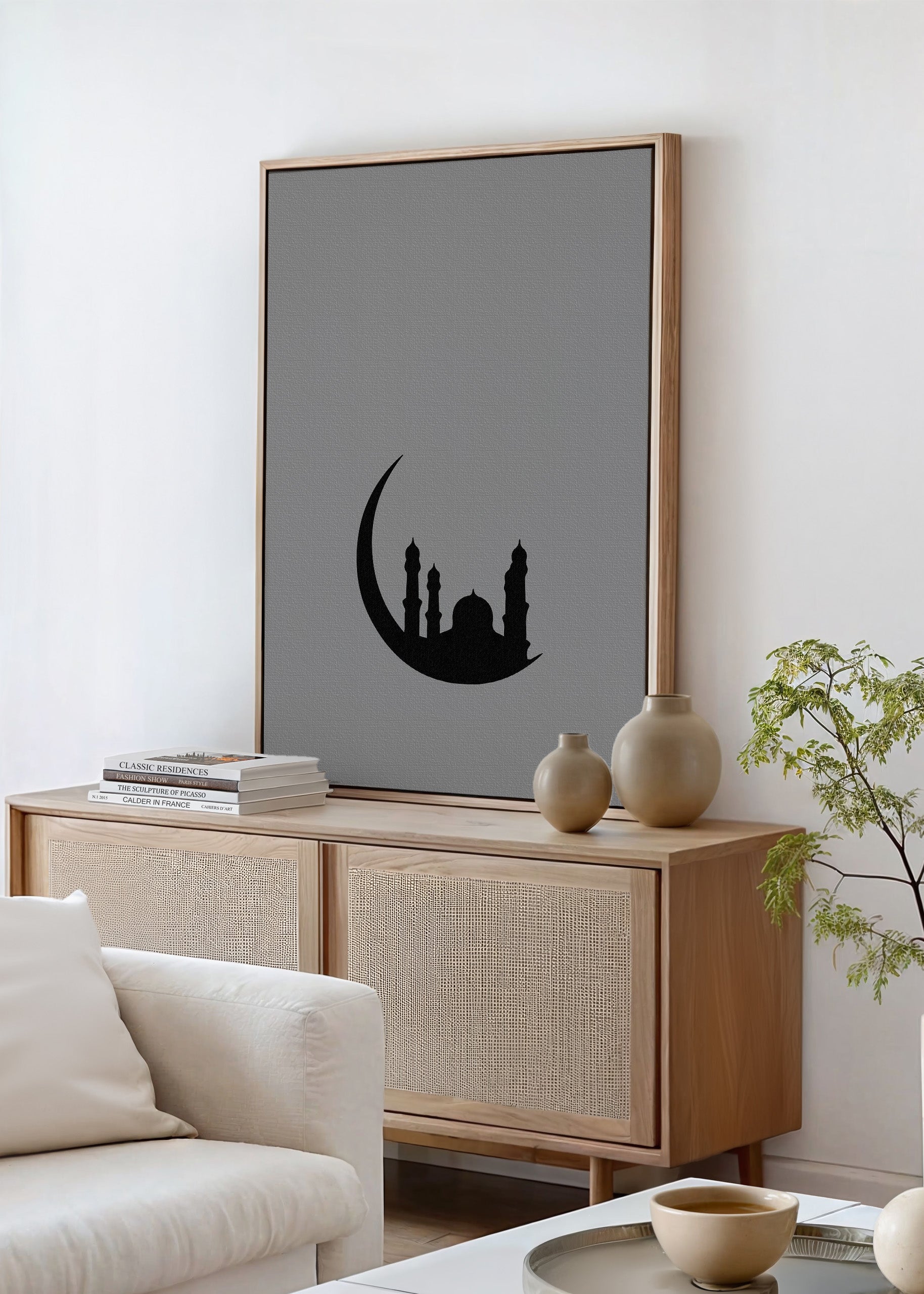 Crescent Moon Grey Canvas