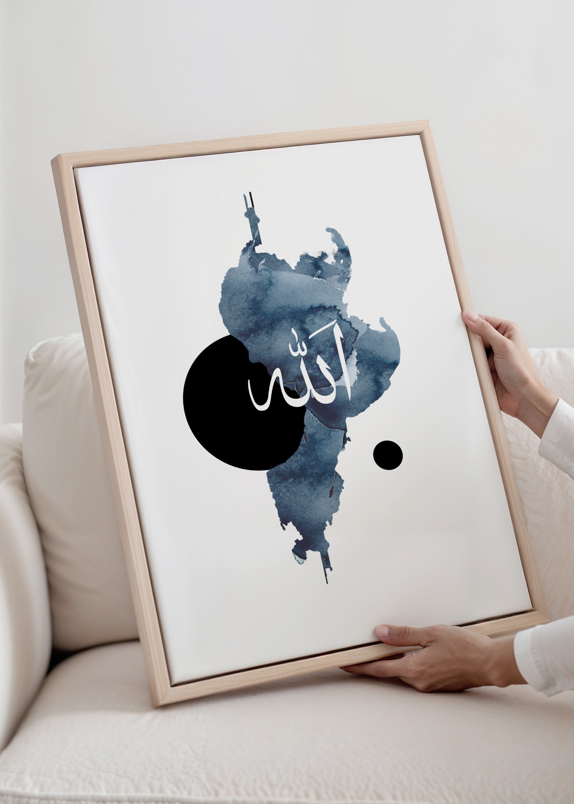 Watercolor Blue Allah Canvas