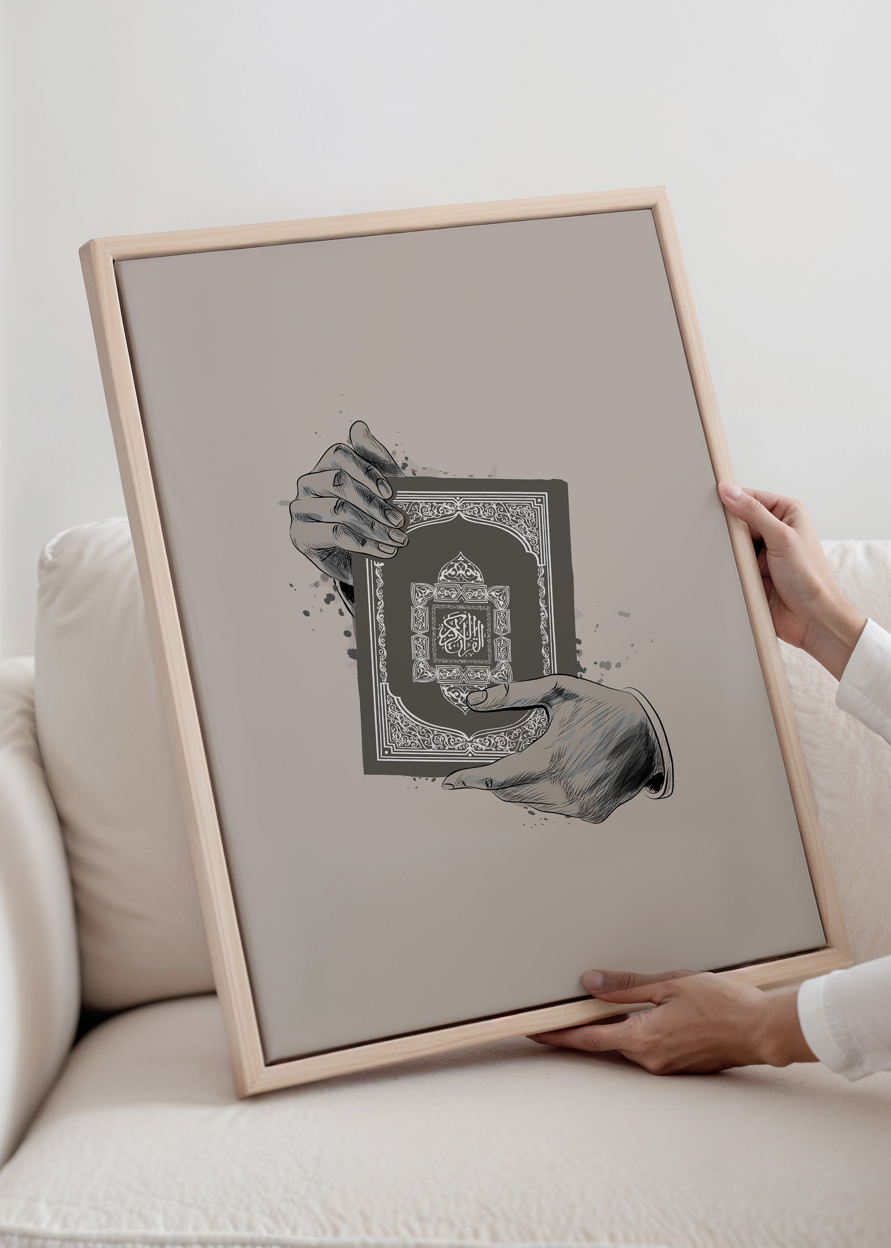 Holding Quran Beige Canvas