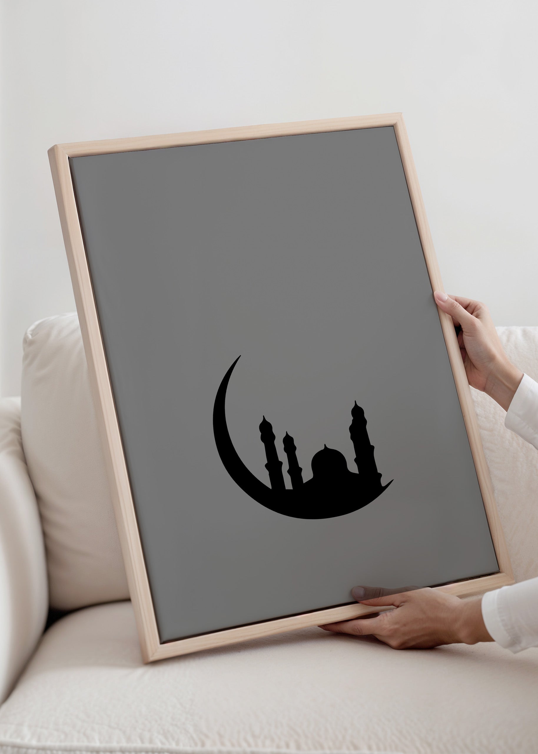 Crescent Moon Grey Canvas