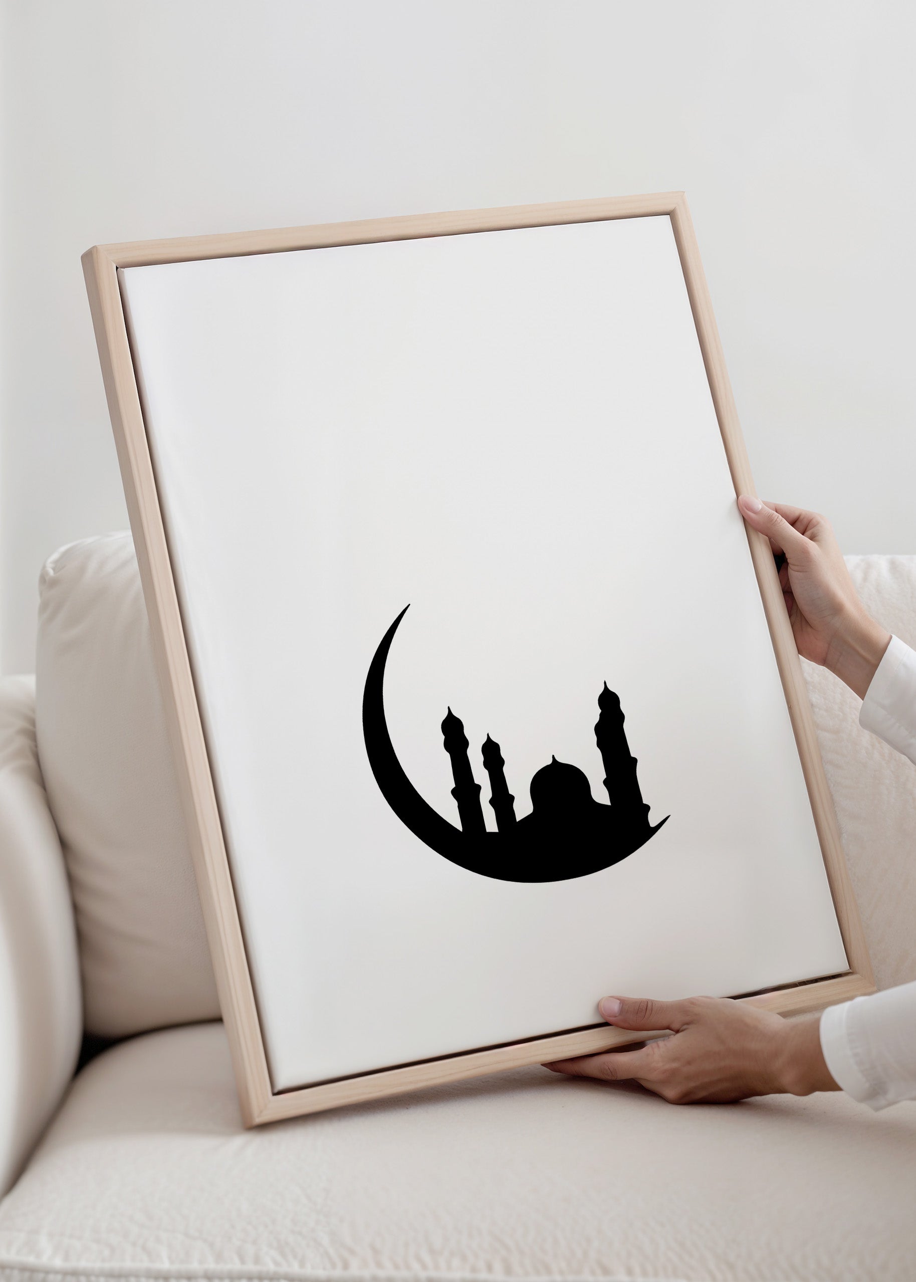 Crescent Moon White Canvas