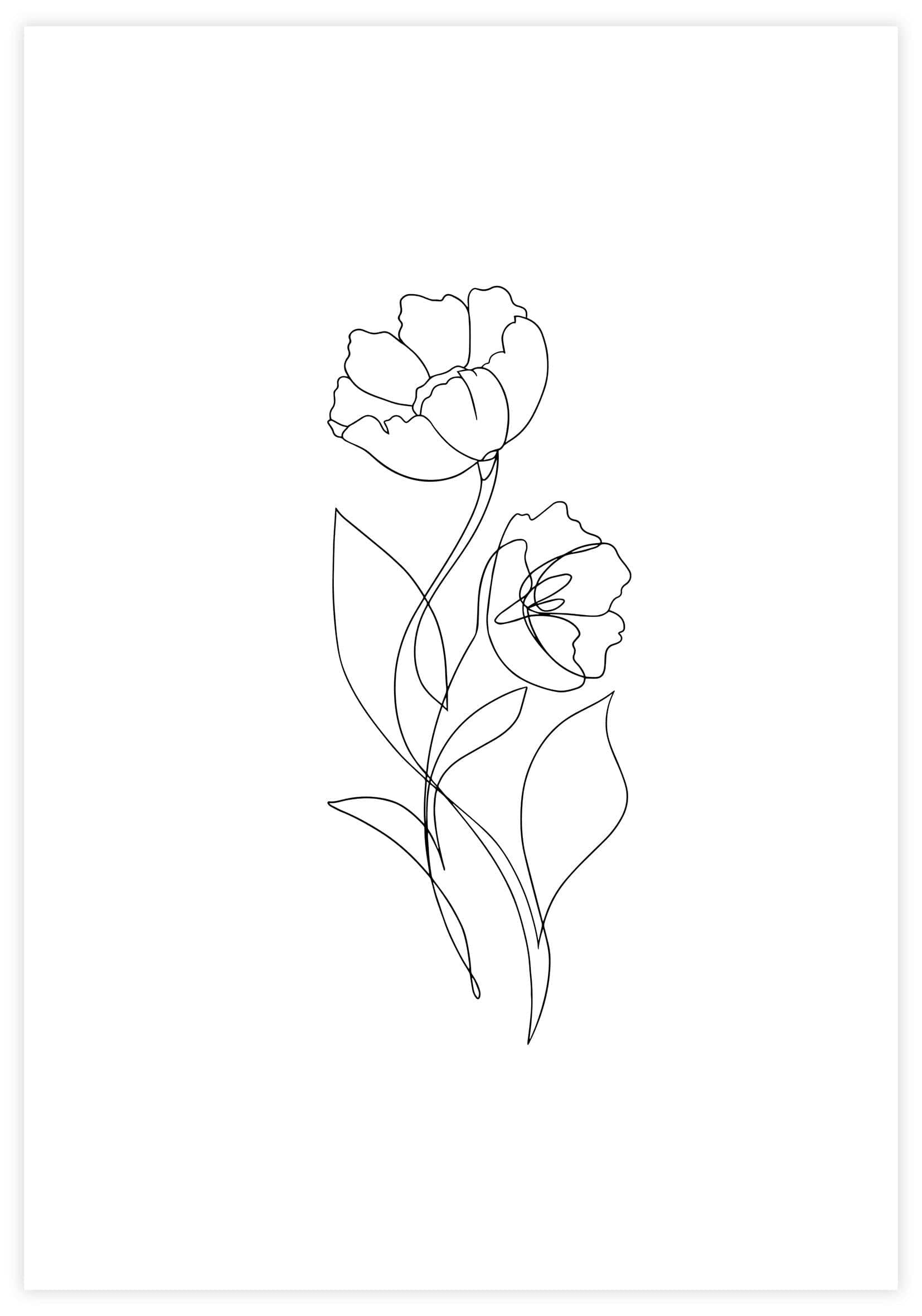 Line Art Flowers no1 Poster - KAMAN