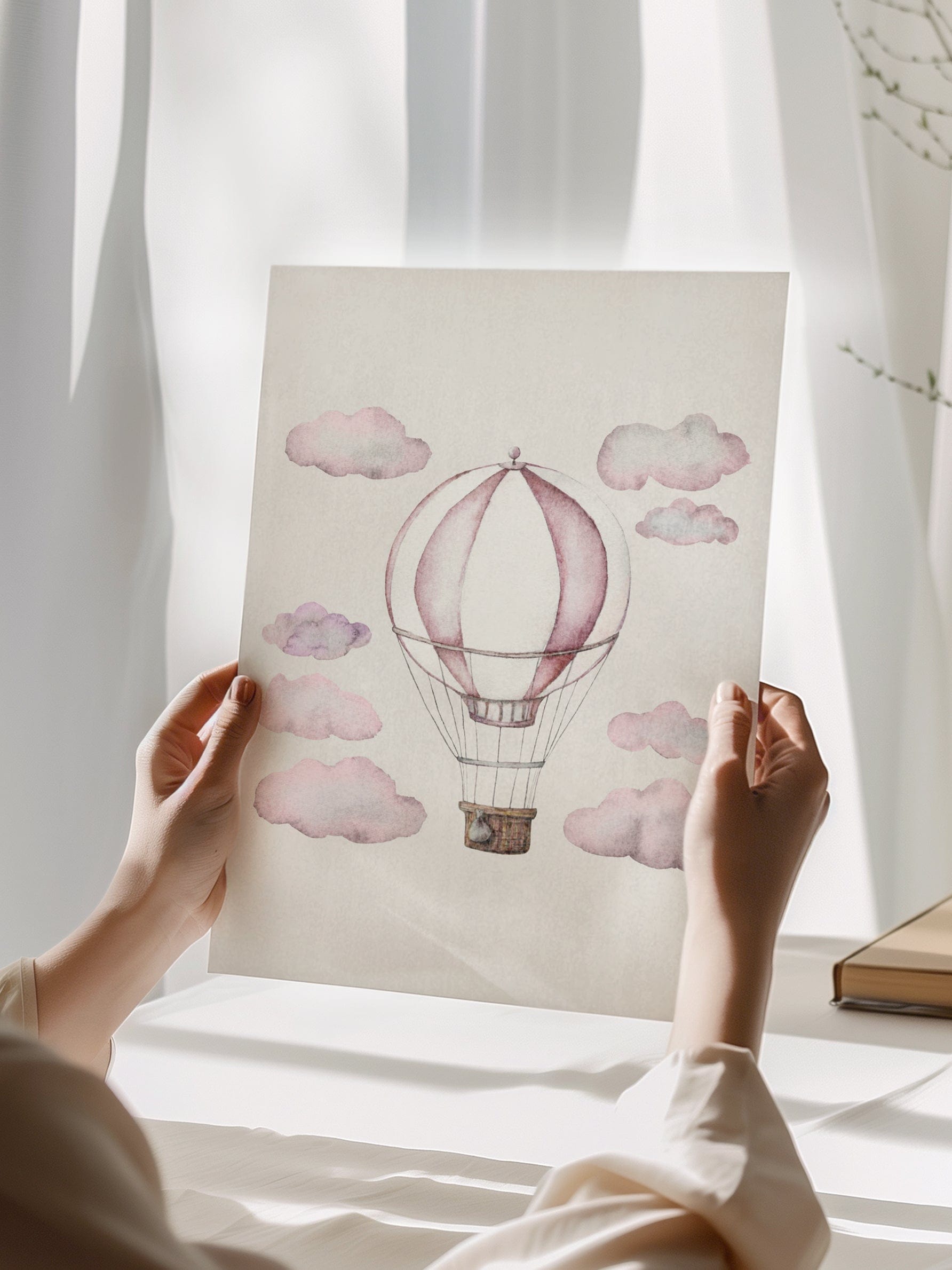 Pink Hot Air Balloon Poster