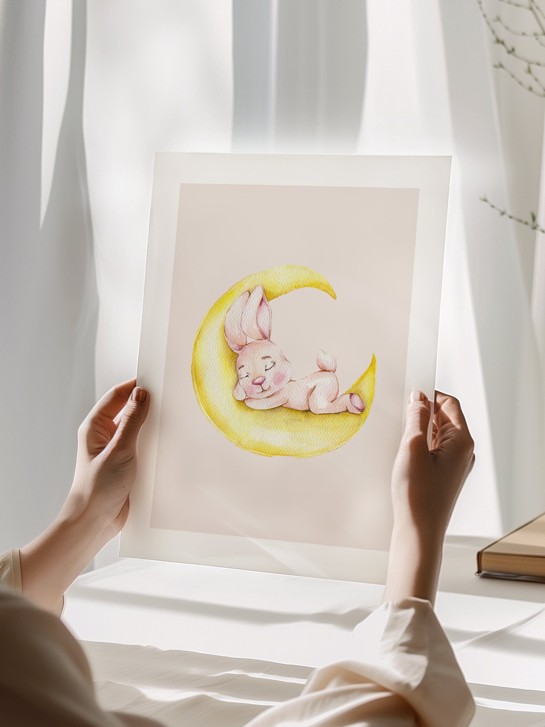 Rabbit Sleeping On Moon Poster