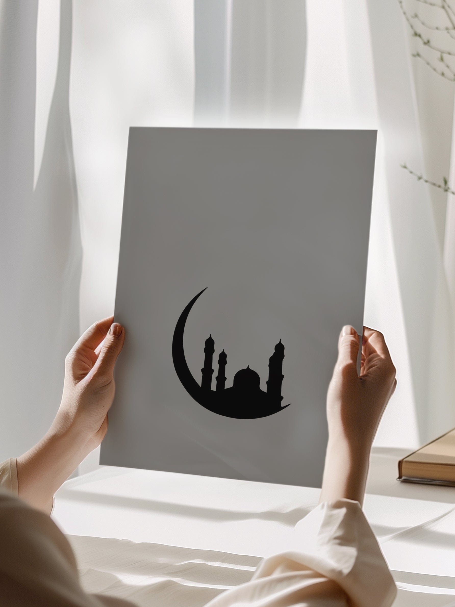 Crescent Moon Grey Poster